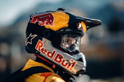 Tom Pagès pictured prior to his FMX double front flip and Base Jump at Avoriaz in the French Alps.