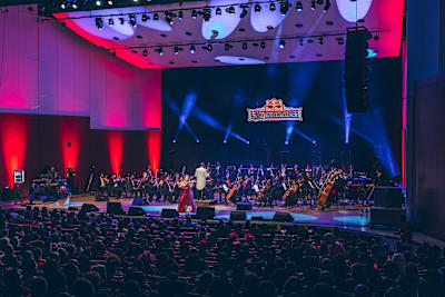 Classical violinist Mapy performs at Red Bull Symphonic in Atlanta, GA, USA on November 4, 2022.