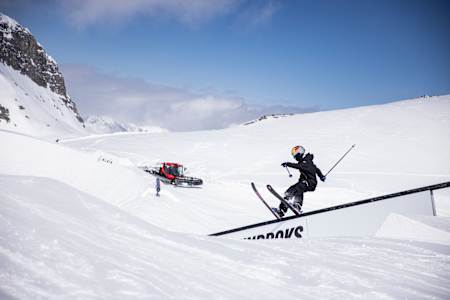 Mathilde Gremaud performs at the Nines in Crans Montana, Switzerland on April 5, 2022.  