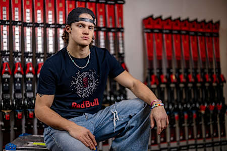 A portrait of skier Lucas Pinheiro Braathen.