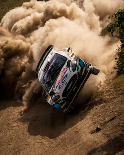 Adrien Fourmaux of team M-Sport seen performing during the World Rally Championship Kenya in Naivasha, Kenya on June 26, 2021.