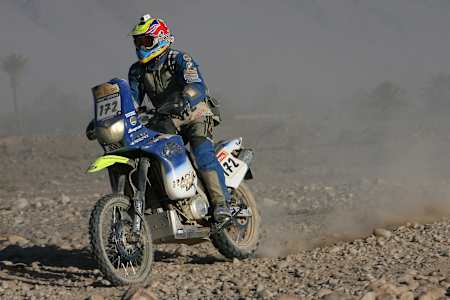 Motorradabenteurer Charley Boorman bei der Rallye Dakar in Senegal.