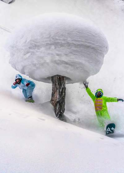 John Jackson and Victor Daviet filming for snowboard movie DRIVEN.