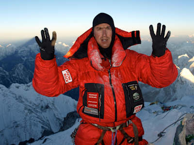 Kenton Cool showing proud his eighth ascent to the Mount Everest peak.