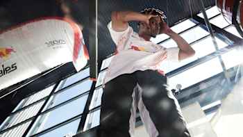Red Bull Dancer StalaMuerte at the shoot for Flow Control at the Swiss Verkehrshaus in Luzern.