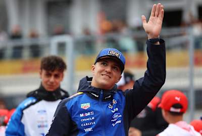 Isack Hadjar waves on the drivers parade prior to the F1 Grand Prix of Canada in May 2026. 