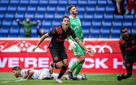 Caden Clark in action for the New York Red Bulls during the 2020/21 season before he joined German club RB Leipzig. 