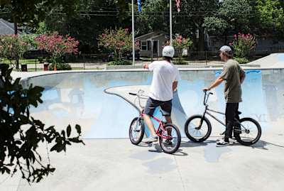 The Raifords are always scoping for lines in the local concrete skate park