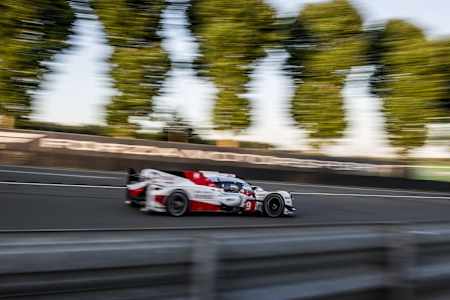 Toyota driver Nicolas Lapierre racing at the 2017 Le Mans 24 Hours endurance race in Le Mans, France on June 17, 2017.