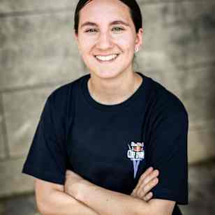 Simone Leathead of Canada poses for a photograph during the first competition day of the second stop of the Red Bull Cliff Diving World Series in Paris, France, on June 17, 2023. 