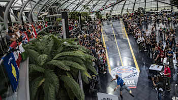 A participant performs during the Red Bull Paper Wings World Finals 2015 in Salzburg, Austria, on May 9, 2015.