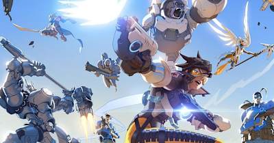 Overwatch promotional artwork featuring Tracer in action.