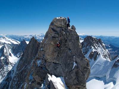 Steve Backshall climbs the Dent du Geant