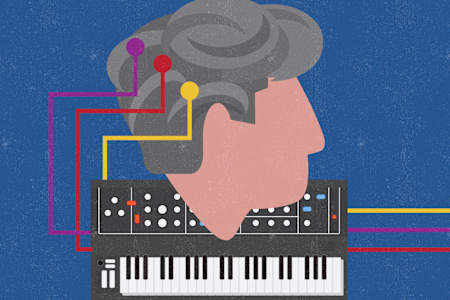 Un dibujo de Robert Moog, pionero del sintetizador.