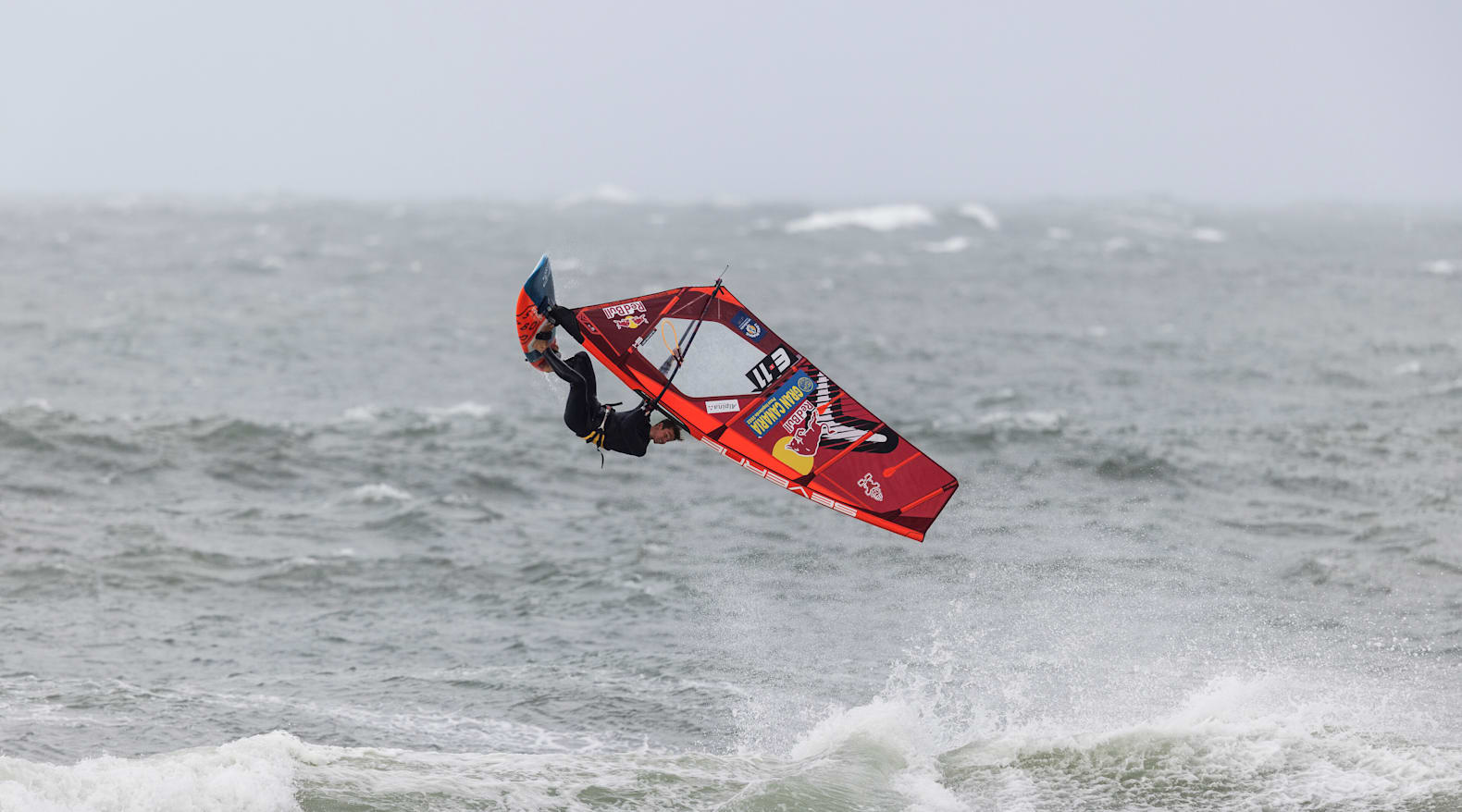 Liam Dunkerbeck competing at the Cold Hawaii PWA Youth Windsurf Wave World Cup 2022 in Denmark on September 14, 2022