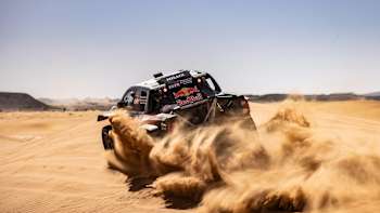 Seth Quintero and Dennis Zenz are seen at the third stage of Rallye du Maroc 2024 in Mengoub, Morocco, on October 9, 2024