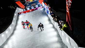 Luca Dallago of Austria, German Titov of Russia, Luca Engler of Germany and Vaclav Kosnar of Czech Republic compete during the ATSX 500 race, Igora, Russia on March 7, 2020.