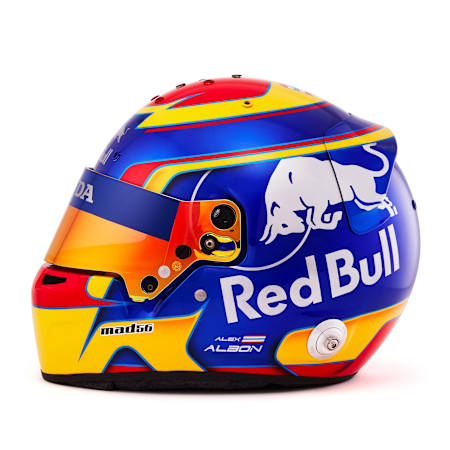 A photo of Alex Albon's 2019 F1 helmet.