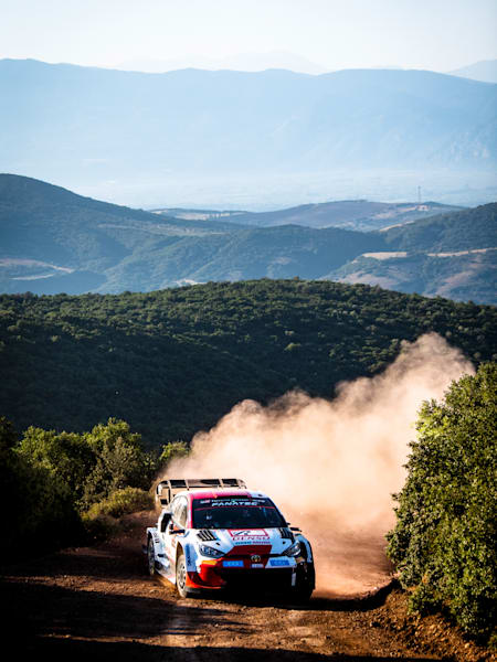 Kalle Rovanperä of team TOYOTA GAZOO RACING WRT seen performing during the World Rally Championship Greece in Lamia, Greece on September 8, 2022.