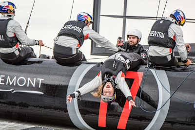 Lindsey Vonn training with Oracle Team USA in New York in 2017.