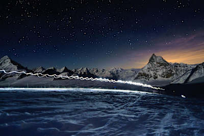 Skitouring at night at the Patrouille des Glacier