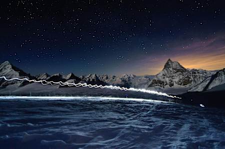 Skitouring at night at the Patrouille des Glacier