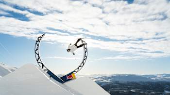 Jesper Tjäder as seen performing during his Open Loop Rail project in Åre Sweden.