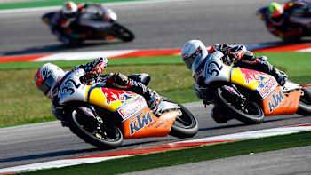 Jacob Gagne leading the race in Misano ahead of Danny Kent - 2010