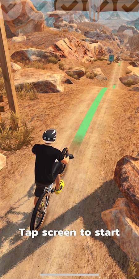 A screenshot from in-racer action from the mobile video game Bike Unchained 2.