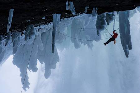 Canadian climber Will Gadd climbing Helmcken Falls, Canada, for the first time
