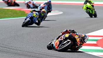 Pedro Acosta ist während des 7. Stopps der MotoGP-Weltmeisterschaft im italienischen Mugello am 31. Mai 2026 zu sehen