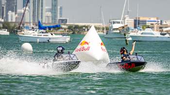 (Un)serious Race Series: Yuki Tsunoda vs Daniel Ricciardo. Mini jet boats built by Torch Craft Marine and Jetstream Adventure Boats.