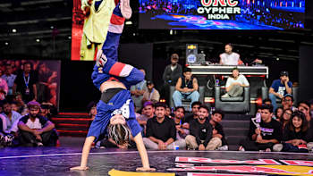 B-Girl Glib performs during Red Bull BC One Cypher in Mumbai, India on May 7, 2023.