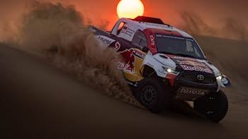 Lucas Moraes and Armand Monleon at the Dakar Rally 2023 in Dubai, UAE on November 8, 2023