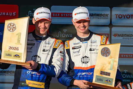 Carlberg (right) and Eriksen were Rally Sweden winners in February