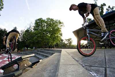 BMX rider Brian Kachinsky does a trick in Atlanta on the 2013 Red Bull Ride & Seek roadtrip