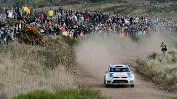 Fans watching Sebastien Ogier perform at Rally Argentina