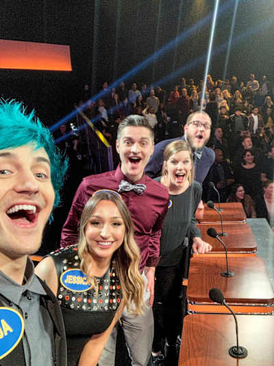 Blevins teamed up with his wife, Jess, and family members on the set of "Celebrity Family Feud."