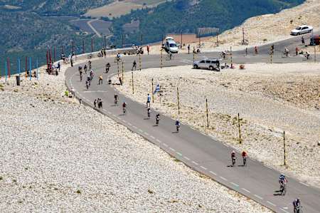Radfahrer am Mont Ventoux.