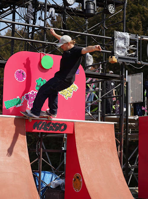 Jamie Foy riding on a course he designed for KASSO Fest Skate & Sound in Long Beach, California