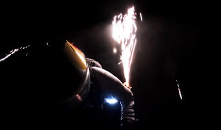 A Red Bull Air Force skydiver over Marfa.
