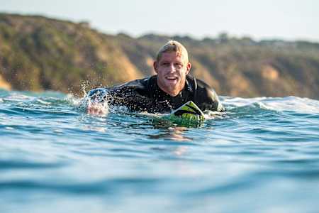 The shark knocked Mick Fanning off his board at Jeffreys Bay