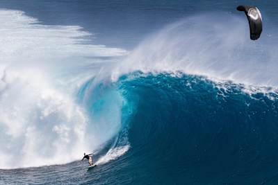 Kite surfing looks even more impressive from above