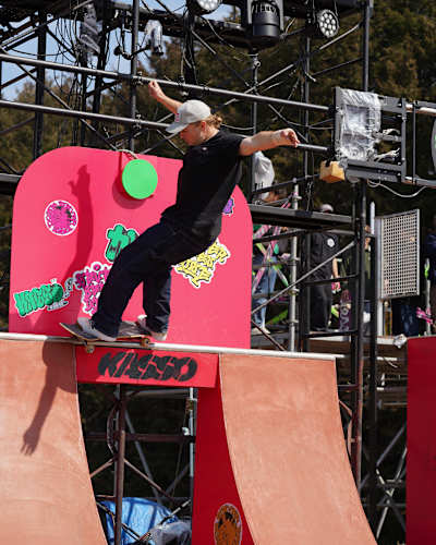 Jamie Foy riding on a course he designed for KASSO Fest Skate & Sound in Long Beach, California