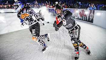 Cameron Naasz passes Scott Croxall on the inside