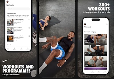 Screenshots der Nike Fitness App "Nike Training Club"
