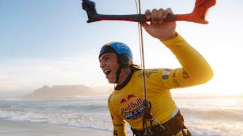 Andrea Principi kiting at Red Bull King of the Air 2024 in Cape Town