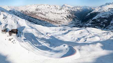 Venue of the Red Bull SuperSkicross early morning in Andermatt, Switzerland on March 25, 2022. 