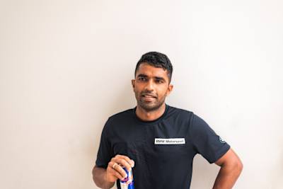 Kerala cricket batsman Sachin Baby poses for a profile photo.