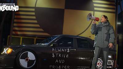 Screenshot aus Need for Speed: Unbound zeigt A$AP Rocky 